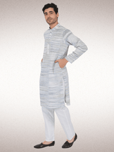 Traditional Khadi Kurta Off-White Blended with Blue Colour